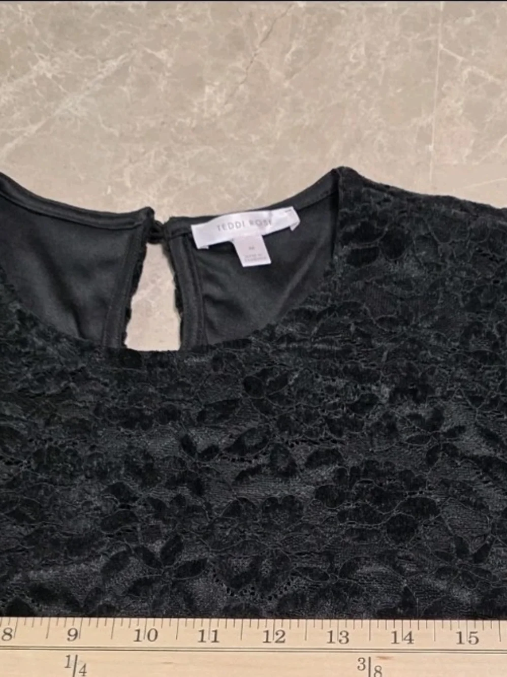 Black Floral Lace Short Sleeve Blouse